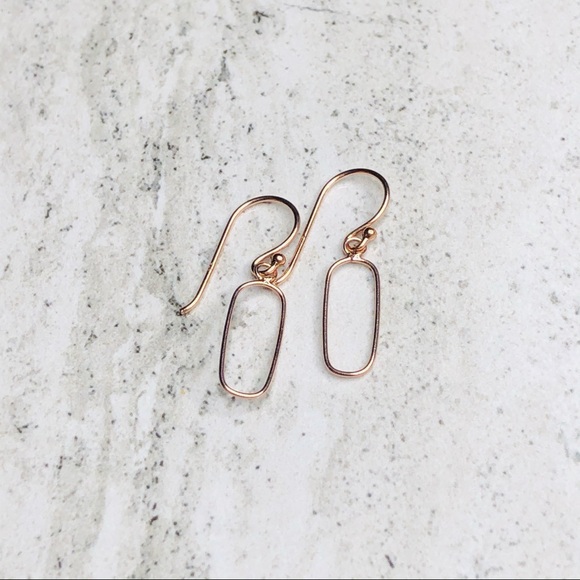 925 Sterling Silver Rose Gold Oval Dangle Earrings - Picture 10 of 16